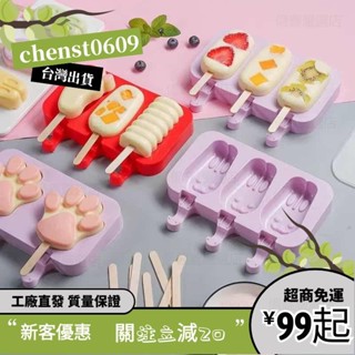 臺灣出貨✨矽膠自製雪糕模具冰棒冰糕冰激凌盒冰棒模具家用製作卡通冰塊模型 RI4S