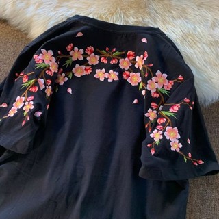 臺灣發出2025爆款純棉刺繡短袖T恤男夏季ins大尺碼寬鬆衣服新款簡約短袖上衣情侶