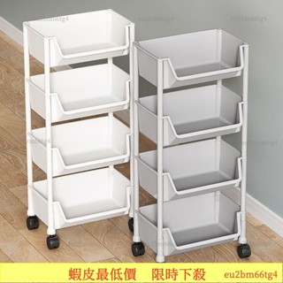臺灣熱賣🌸小推車置物架 簡易書架 桌下書架 可移動書架落地帶輪小推車 辦公室桌下收納多層簡易書櫃 7JDG