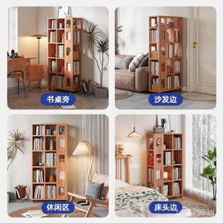📣熱銷📣全實木置物架家用落地書架可移動帶輪學生創意置物架客廳隔斷書櫃 收納/收納櫃/置物架/書櫃/書架/層架/置物架