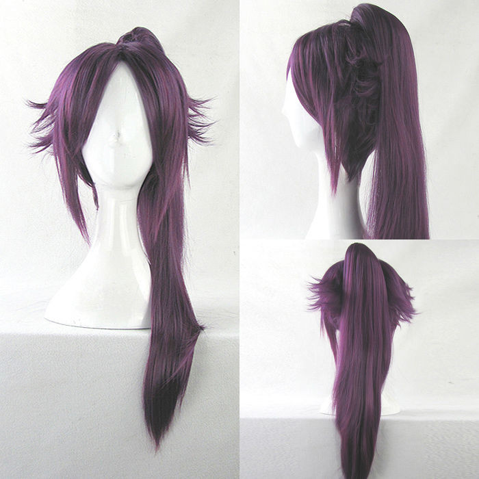 🍀台灣出貨🍀 死神四楓院夜一cos假髮 紫色虎口夾單馬尾辮子 紫色古風少年感