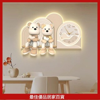 靜音時鐘 北歐風 時鐘 掛鐘 壁掛鐘 造型時鐘 靜音掛鐘 時鐘掛鐘 創意時鐘 奶油風鐘表掛鐘客廳暴力熊創意餐廳裝飾畫靜音