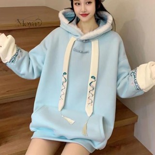 中國紅色國風刺繡衛衣新款小香風遮加絨漢服加厚唐裝 大學t 長袖衛衣 長袖大學T 大尺碼上衣 寬鬆上衣 新中式上衣 中國風