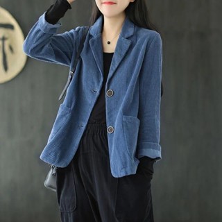 女式寬鬆西裝外套 顯瘦西裝 西裝 西裝外套 韓版外套 大尺碼 燈芯絨外套 西裝外套女 長袖文藝複古休閒外套 西服上衣