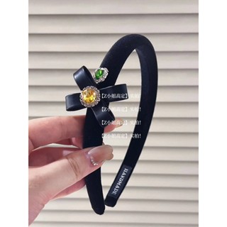 【Z小姐高定】氣質新款愛心水鉆黑色絲絨蝴蝶結發箍時尚顱頂發飾Fashion SHOP
