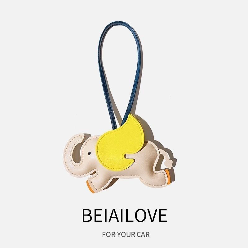 【YTT】包包掛飾 手機掛飾 背包吊飾 掛飾 鑰匙掛件 H家小飛象天使包包可愛掛件pu皮質汽車鑰匙扣飛翔大象後視鏡吊飾