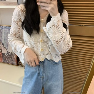 免運💯春秋新款時尚氣質刺繡蕾絲鏤空長袖小外套外套女裝洋氣短版上衣風哦馬得喜 FL40