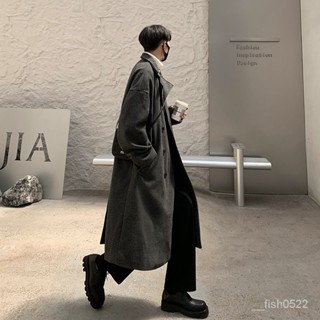 ⭐川崎先生⭐秋冬季新款男士毛呢大衣男中長款韓版呢子大衣加厚風衣寬鬆外套 NFJR