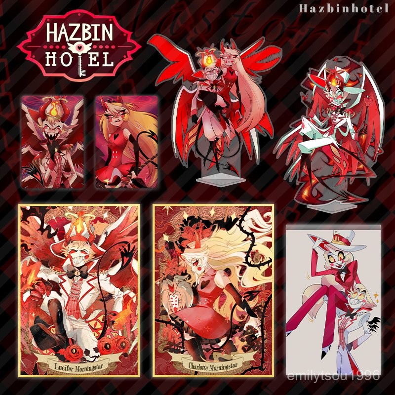 ✨️尚品優選✨️HazbinHotel地獄客棧夏莉路西法晨星週邊亞剋力磚立牌色紙00