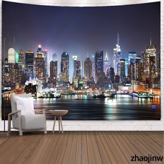 【臺灣出貨】簡約城市夜景背景布風景掛布ins大號沙發背景布酒吧咖啡廳客廳裝飾壁畫掛布北歐掛毯拍照背景