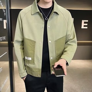 M-3XL男士夾克外套 春秋季 新款 休閒 ins潮牌 韓版 翻領 拼接 大碼 上衣外套（YJ8830）【壹號站】