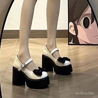 【VV】 厚底粗跟瑪麗珍女鞋蝴蝶結少女感甜酷JK小皮鞋女秋季新款增高單鞋