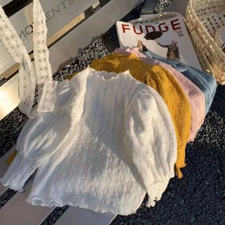 女童上衣 女童長袖 女童內搭衣 新款時髦燈籠袖小女孩春秋打底長袖韓版洋氣燈籠小香風上衣
