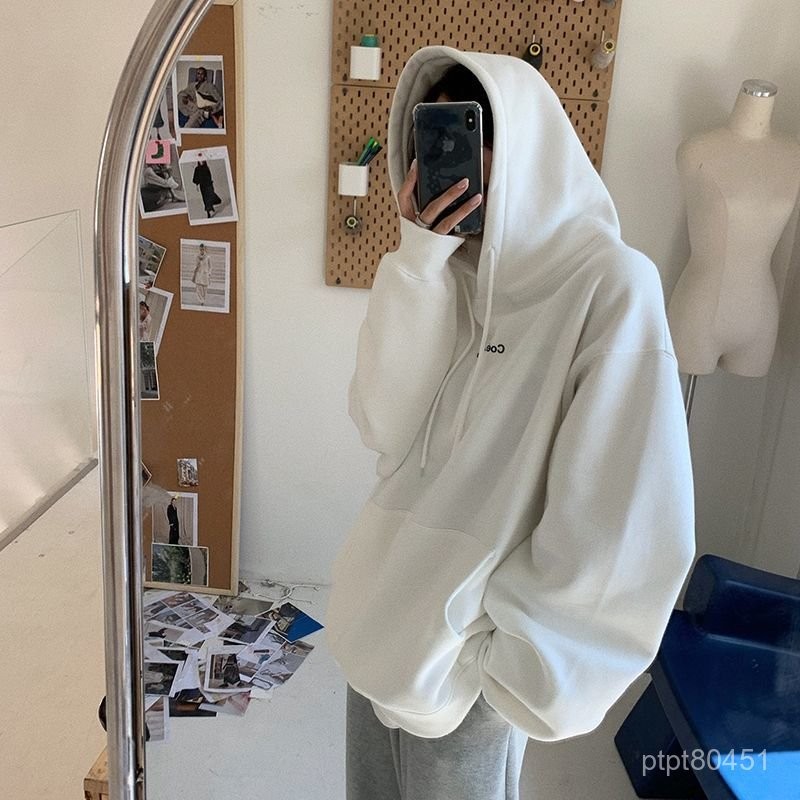 大尺碼女裝 秋天女裝 女裝 帽T大碼加絨加厚複古套頭連帽衛衣女秋冬季新款寬鬆顯瘦長袖上衣女裝