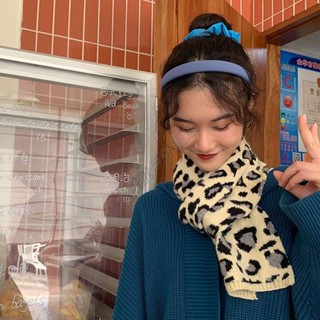 💫臺灣💫時尚豹紋短圍巾女秋冬季韓版百搭歐美學生ins保暖毛線針織圍脖潮 暖冬穿搭 脖圍 披巾 披肩 圍巾女 短圍巾 圍巾