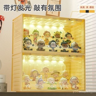 亞克力展示盒 公仔展示盒 透明展示盒 泡泡瑪特 盲盒收納 收納盒 手辦 泡泡瑪特展示盒集裝箱帶燈聲控盲盒收納盒手辦展示櫃