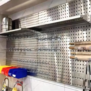 圓孔方孔宜家孔不銹鋼洞洞闆304定製工具闆掛墻上廚房掛闆置物架 置物架 洞洞闆 收納架 墻上置物架