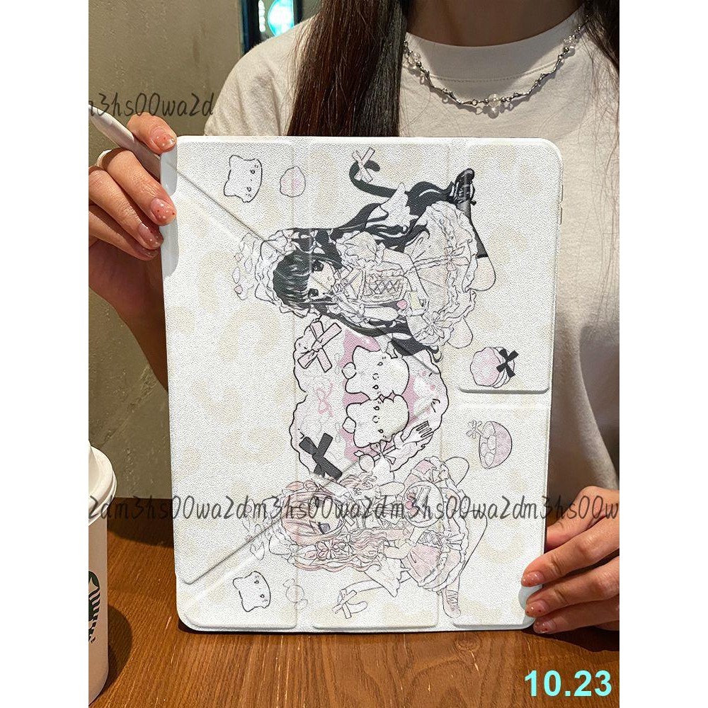 Y折二次元少女適用iPadPro2024保護套Air6/5/4軟7/8/9亞克力13寸