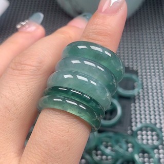 戒指 天然天然翡翠女款玉石指環戒指戒圈素圈尾戒情侶