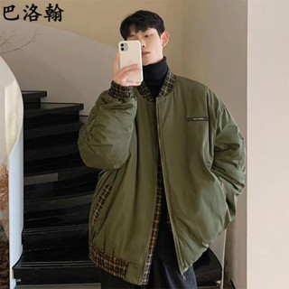 臺灣出貨 軍綠色飛行員夾克外套男女秋冬季複古美式棒球領棉衣百搭工裝服潮 韓版外套 複古夾克 休閒外套 運動外套 防風外套