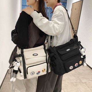 免運🎉ins日係原宿複古工裝斜挎包女 韓國學生大容量郵差包男單肩揹包潮 戶外休閒包男生側肩包 大容量多口袋多功能斜揹包