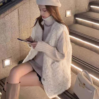 小可家羊羔毛馬甲女皮毛一體2024春秋新款洋氣外穿百搭加厚馬夾網紅外套 毛衣背心 毛絨馬甲 秋冬00