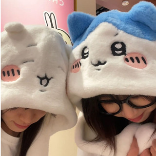 ✨冬日特惠☜桃園出貨✨防寒保暖加厚卡通一體式可愛吉伊帽子三件套Chiikawa冬天毛絨圍巾