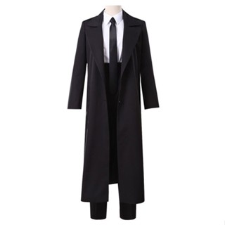 臺灣出貨 動漫cos服 長款風衣 cos黑色大衣薄款 中長款大衣外套 休閒大衣 三件套 日系套裝 韓系套裝 cos服套裝