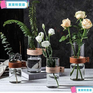 創意ins北歐玻璃花瓶擺件 家用客廳插花幹花水培水養玫瑰百合花瓶 文藝家居裝飾擺件 透明玻璃花瓶