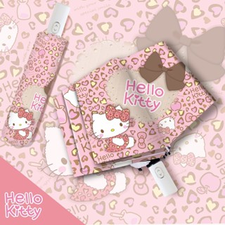 kitty雨傘🎀 豹紋hellokitty貓遮陽傘晴雨兩用防曬防紫外線自動三折傘黑膠女 遮陽傘 輕量雨傘 可愛雨傘