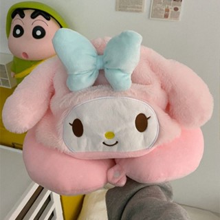 U型枕 頭枕 頸枕✨ 美樂蒂可愛u型枕少女心連帽保暖情侶冬季超軟護頸枕午睡枕坐車用 午睡靠枕 旅行枕 枕頭 護頸枕