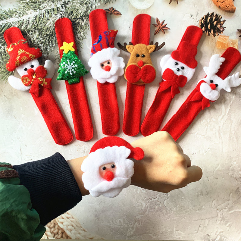 開發票🎅聖誕節裝飾🎄手環 聖誕老人手圈 party裝扮 聖誕拍拍圈手環聖誕卡通啪啪圈發光兒童禮品拍拍圈毛絨聖誕啪啪圈