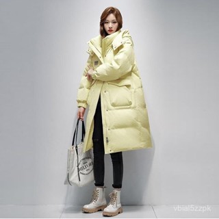 連帽白鴨絨中長版羽絨服女長過膝年新款小個子加厚時尚冬季潮 白鴨絨 保暖 防寒 羽絨外套連帽1101 H7JD