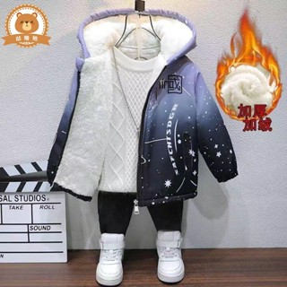 童外套 男童外套 男童外套秋冬款2024新款加絨兒童沖鋒衣中大童棉服加厚夾棉冬裝潮