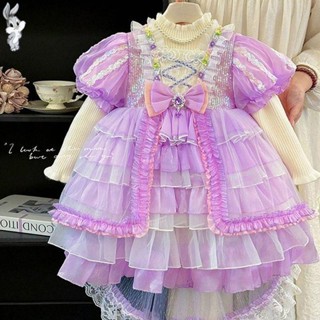 高階女童洛麗塔公主裙秋冬洋氣宮廷風紫色裙子套裝生日禮服蓬蓬裙