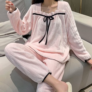 【唯家】珊瑚絨睡衣 長袖睡衣 家居服 睡衣 秋冬睡衣 睡衣冬天 厚睡衣 冬天睡衣 睡衣套裝