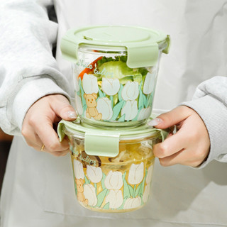【新品推薦】分隔便當盒 密封盒 玻璃湯碗 飯盒 上班族 微波爐加熱便噹盒 外帶湯杯便攜 密封水果保鮮盒 可微波便當盒
