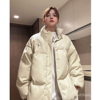 【Ashley】2024年新款 情侶款 羽絨外套 女 麵包外套 男 冬季pu皮羽絨棉服外套女潮大碼寬鬆加厚情侶棉襖麵包服
