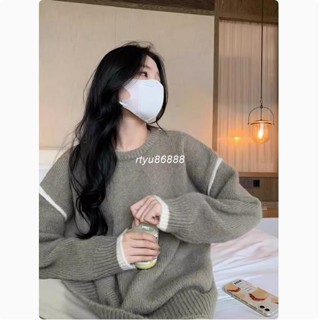 【唯家】白色浣熊絨上衣 圓領套頭毛衣女 冬季加厚寬鬆外套 慵懶風軟糯針織衫