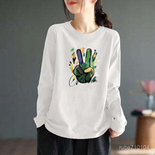 AA100%純棉 印花長袖上衣 正韓T恤 長袖T恤女 情侶裝衣服 秋冬上衣 大碼長袖 寬鬆上衣 女生上衣