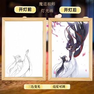 【臺灣出貨】🔥🔥魔道祖師燈光畵小夜燈桌麵ins 擺件床頭護眼裝飾畵冊相框伴睡禮物