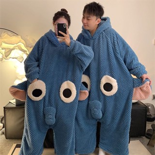 睡衣 居家服 連身睡衣 小飛象睡衣冬季情侶珊瑚絨加絨加厚連體睡衣男女新款法蘭絨家居服
