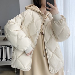 羽絨外套 菱形格 羽絨服女新款輕薄修身白鴨絨小個子外套批髮 防寒 保暖羽絨服 白鴨絨外套女生1121 HAJX