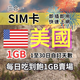 【實體卡】美國上網【6至30天】每日1GB 優惠最便宜 美國上網 美國上網SIM卡 美國旅遊上網絡卡 美國SIM上網絡卡-J