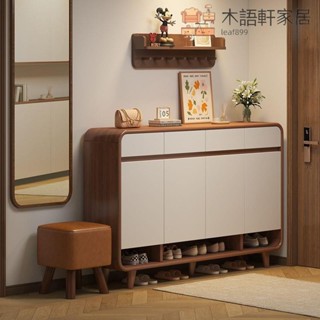 免運/現貨鞋櫃 多層鞋架 進門鞋櫃衣架一體衣帽架 家用門口室內好看臥室簡易防塵收納鞋架子 鞋櫃帶門 實木架子