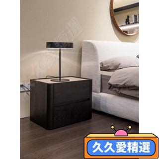 【熱銷】意式極簡方形床頭櫃實木烤漆高級感儲物櫃現代簡約臥室收納床邊櫃JJAJ