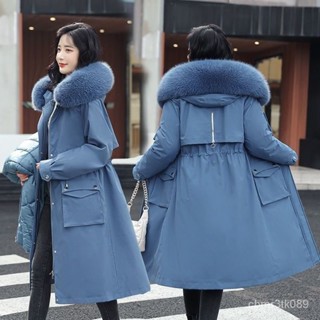 大毛領外套 冬天外套 一衣三穿派剋服女中長版可拆卸內膽棉衣外套加絨加厚收腰反季棉襖刷毛棉衣女 滑雪服外套1122 QNF