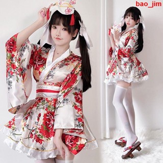 cosplay角色扮演服裝 軟妹正裝傳統和服夏日和風印花改良浴衣和服女士套裝cosplay服裝