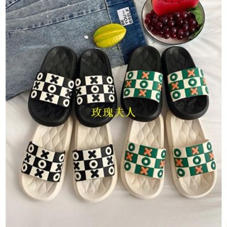 簡單OX格紋款式拖鞋．軟Q厚底拖鞋 防水拖鞋