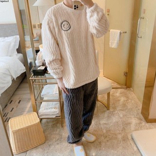 臺灣出貨 學生睡衣 男士睡衣秋冬季珊瑚絨加絨加厚保暖青少年加大碼法蘭絨家居服套裝